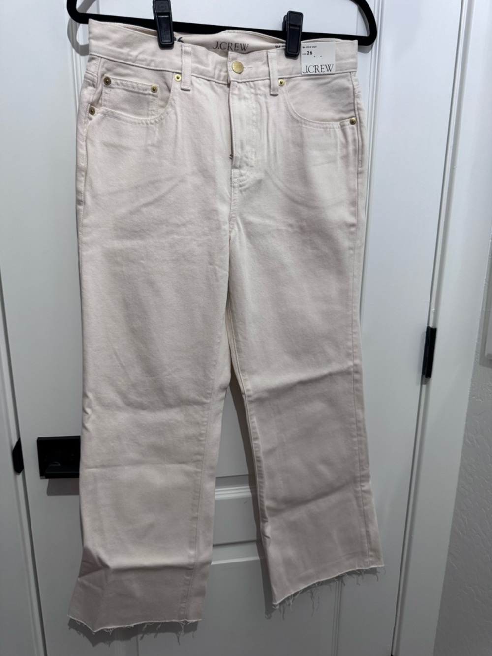 J. Crew Women's High-Rise Straight Jeans in Creamy Off-White